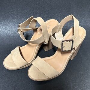 Pink Lily Beige Ankle Strap Heels